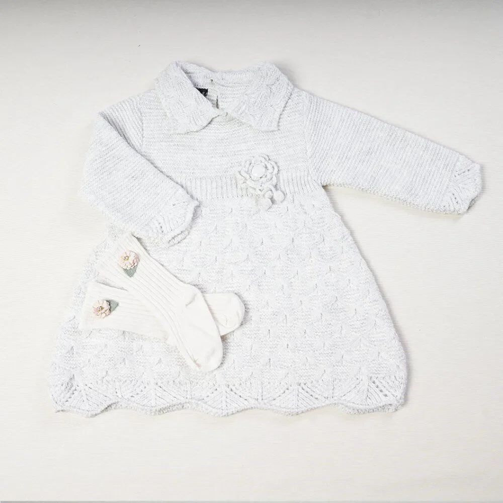 Baby Girl Knit Dress Outfit | Camelia Flower Baby Girl Clothing